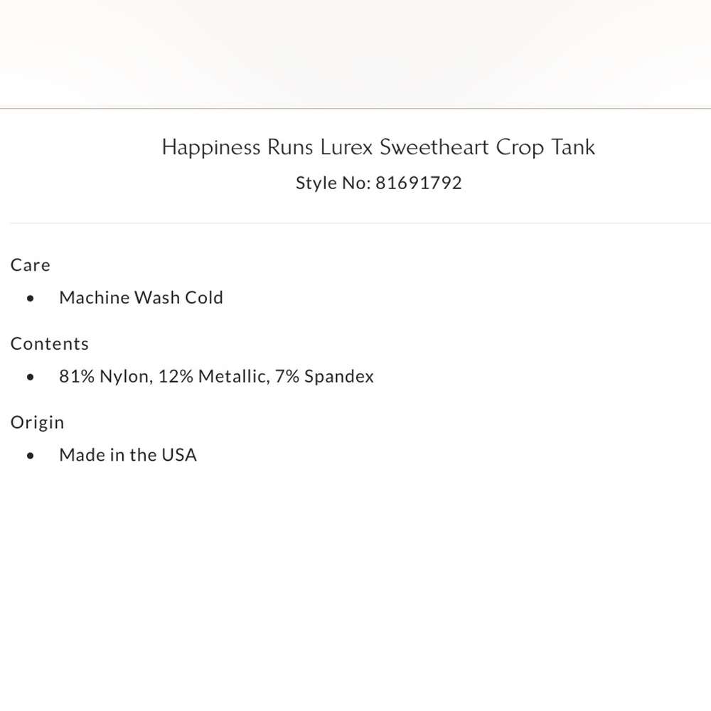 NWOT Free People Movement XS/S Happiness Runs Lurex Sweetheart Crop Tank New - Picture 7 of 8